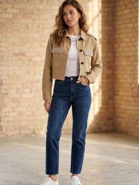 ZARA Cropped Jacket with Rhinestones and Rhinestones - Size XS (NWT) Women's.